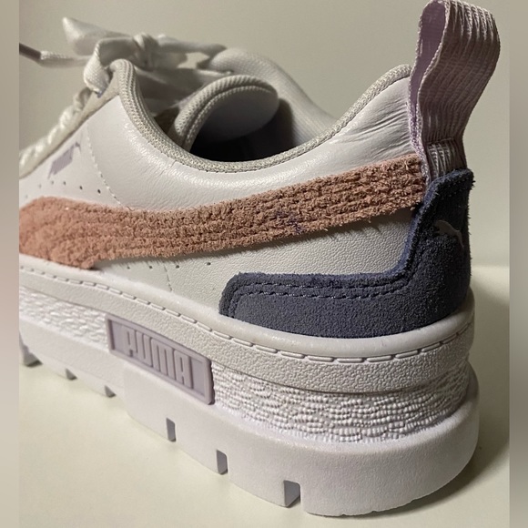 Puma Mayze Platform Sneakers Women’s 7 Lace Up Shoes White Casual New Pink - Picture 7 of 12